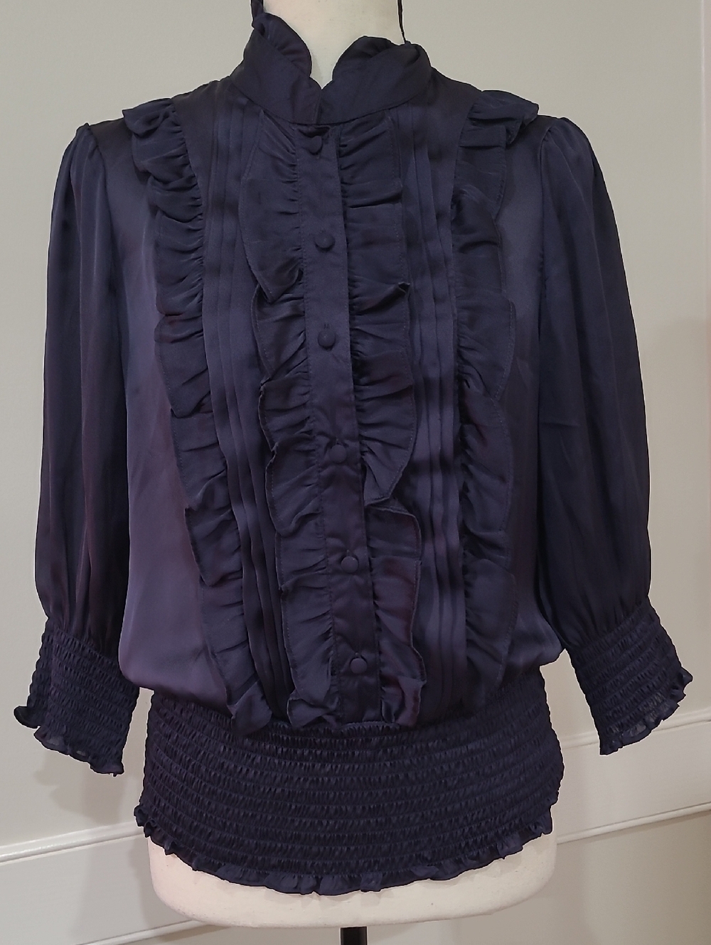 Charlotte Russe Women's Purple Victorian-Style Ruffle-Front Blouse Size M